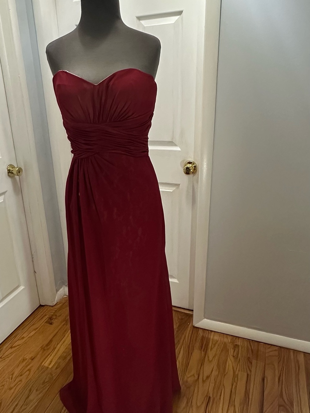 Strapless Sweetheart Burgundy Evening Dress